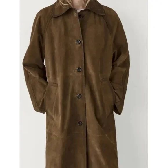 Massimo Dutti Suede Leather Trench Coat